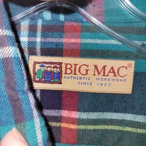 vtg Big Mac Flannel Shirt Men's XLT 17/17.5 1980s/90s Blue/ GREEN PLAID